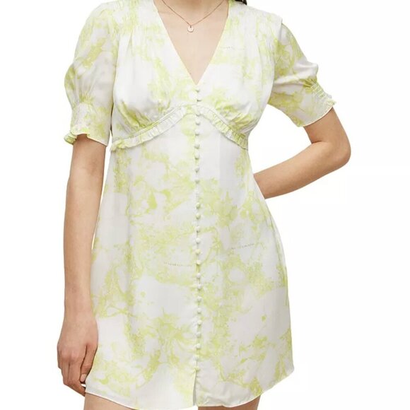 ✨ All Saints Mini Dress Demi Marama Citrus Yellow - Picture 1 of 13